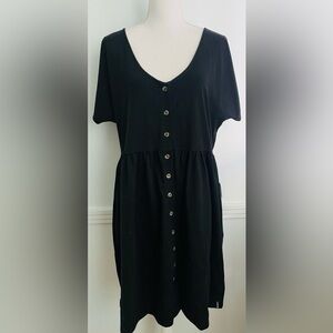 Known Supply • NWT Josie Black Button-Front Short Sleeve Dress